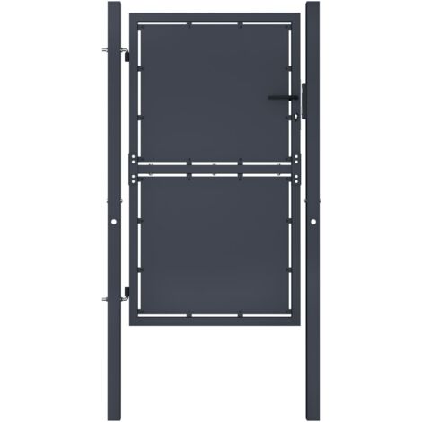 Vidaxl – Portail en acier anthracite 100x125 cm – Structure étanche pour sécurité et intimité – Installation facile avec poteaux et charnières robustes