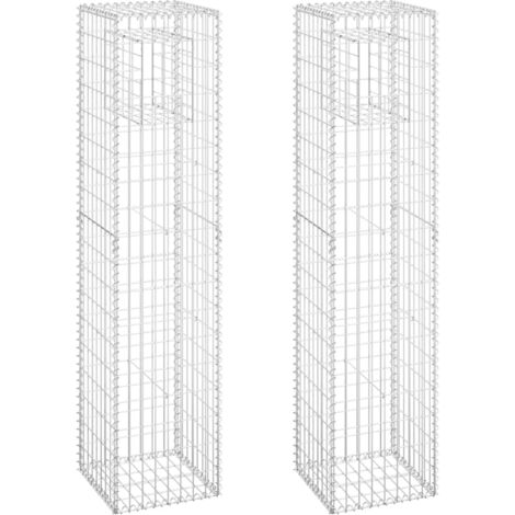Vidaxl – Poteaux à panier de gabion 2 pcs 40x40x180 cm – Fer résistant à la rouille – Grande capacité de charge – Assemblage requis