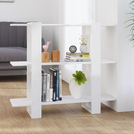 Bibliothèque/Séparateur de pièce Blanc brillant 100x30x87 cm vidaXL