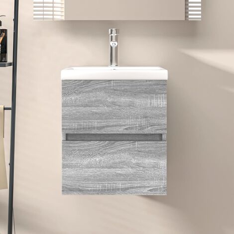 Vidaxl – Armoire d'évier sonoma gris 41x38,5x45 cm – Bois d'ingénierie résistant à l'humidité – Meuble bas de salle de bain avec tiroir