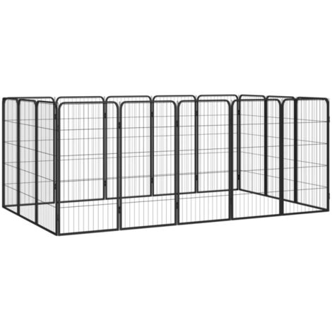 Parc pour chien 16panneaux Noir 50x100cm Acier enduit de poudre vidaXL