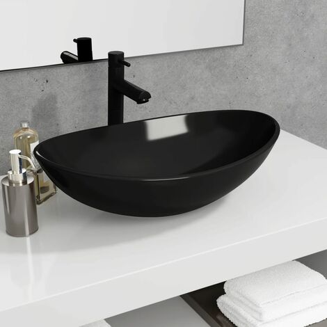 vidaXL Basin Tempered Glass 54,5x35x15,5 cm Black (1/5)