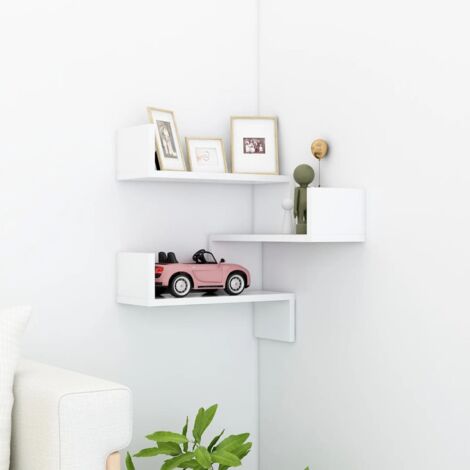 Vidaxl – Étagère d'angle murale blanche 40x40x50 cm en aggloméré – Charge maximale 40 kg – Pour espaces confinés et décoration moderne