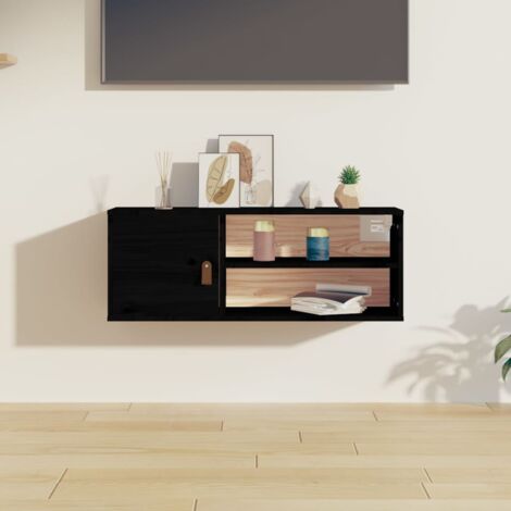 Armoire murale Noir 80x30x30 cm Bois de pin massif vidaXL (1/6)