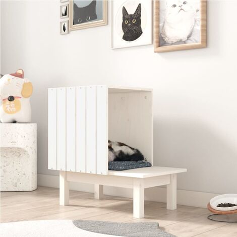 Vidaxl – Maisonnette pour chat en bois de pin massif – Dimensions 60x36x60 cm – Confortable et rustique pour un repos optimal