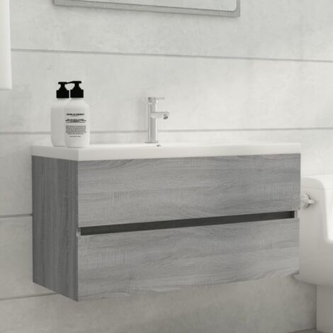 vidaXL Sink Cabinet Grey Sonoma 90x38,5x45 cm Engineered Wood (1/5)