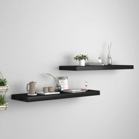 Étagères murales flottantes 2 pcs noir 80x23,5x3,8 cm MDF vidaXL