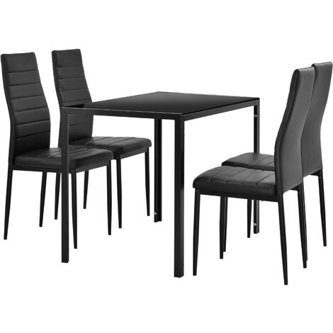 Table de salle à manger noir 120 x 60 cm avec 4 chaises gris foncé  [en.casa]