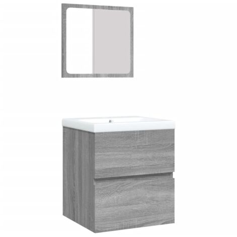 Armoire lavabo de salle de bain et bassin et miroir sonoma gris vidaXL