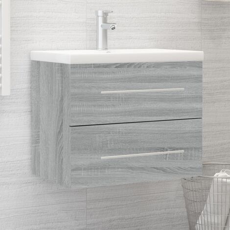 vidaXL Sink Cabinet with Built-in Basin Grey Sonoma Engineered Wood (1/5)