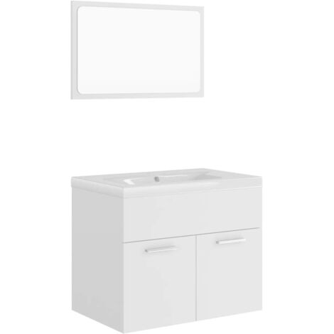 vidaXL Ensemble de meubles de salle de bain Blanc Aggloméré (1/5)