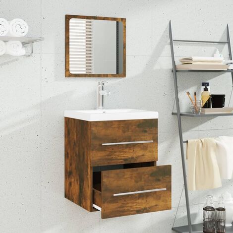 Meuble WC en bois massif avec lave-mains de petite taille : Léo