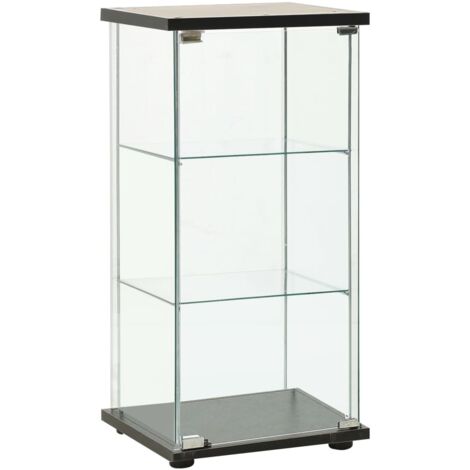 Vidaxl – Armoire de rangement en verre trempé noir – Dimensions 42,5 x 36,5 x 86 cm – 3 niveaux – Fixation murale incluse - vidaXL562038 (1/5)