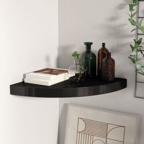 Vidaxl – Étagère d'angle flottante noire 35x35x3,8 cm – MDF alvéolaire – Système de montage invisible – Design moderne pour décoration intérieure