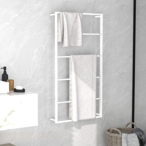 Vidaxl – Porte-serviette mural en acier 60x10x116 cm – 3 bras – Fixation murale – Pour salle de bains moderne