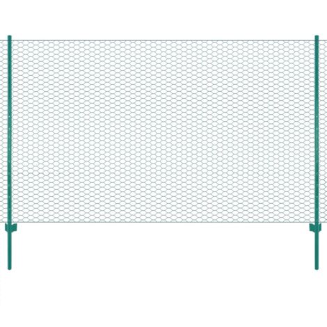 vidaXL Clôture en grillage métallique avec poteaux Acier 25x1,5 m Vert