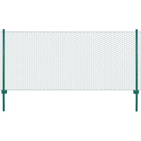 Clôture en grillage métallique avec poteaux Acier 25x0,5 m Vert vidaXL