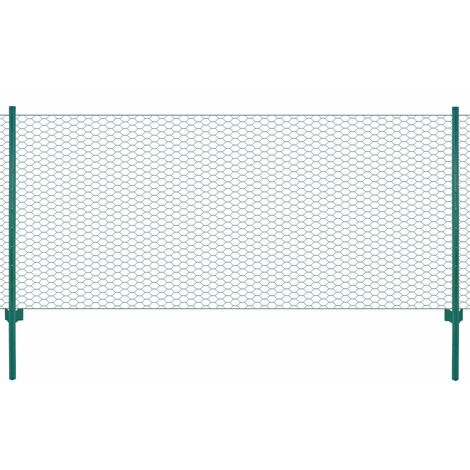 vidaXL Clôture en grillage métallique avec poteaux Acier 25x1 m Vert (1/4)