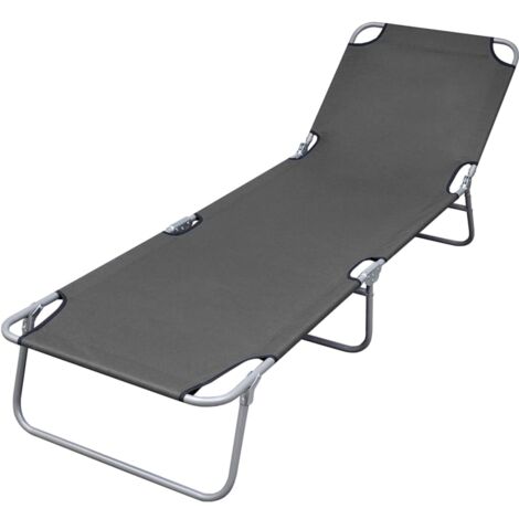 Vidaxl – Chaise longue pliable avec dossier réglable – Tissu Oxford 600D – Cadre acier enduit – Capacité 120 kg – Dimensions 189 x 58 x 27 cm (1/5)