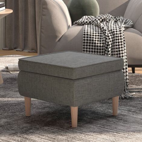 Tabouret avec pieds en bois Gris clair Tissu vidaXL