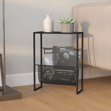 Vidaxl – Porte-revue en acier noir 35x15x45 cm – Organiseur de livres durable pour bureau et salon – Design moderne et stable