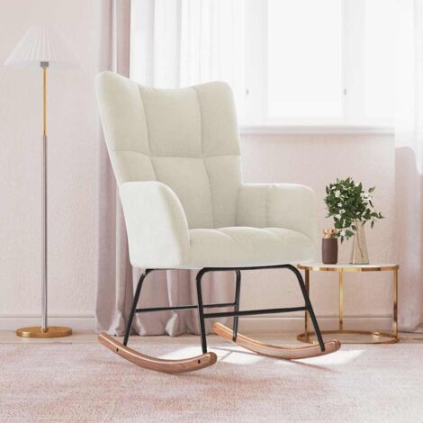 Chaise à bascule Blanc crème Velours vidaXL