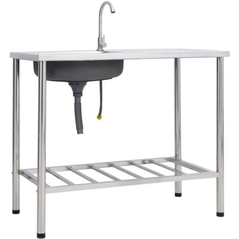 Évier de camping Seul lavabo avec robinet Acier inoxydable vidaXL (1/6)