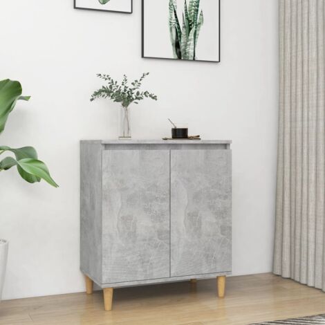 Vidaxl – Buffet scandinave en bois d'ingénierie – Pieds en bois massif – Couleur gris béton – Dimensions 60x35x70 cm – Rangement optimisé