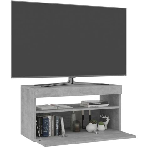 Meuble TV avec lumières LED Gris béton 75x35x40 cm