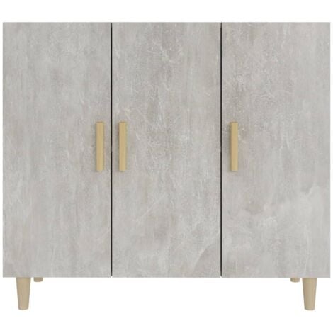 Buffet gris béton 90x34x80 cm bois d'ingénierie