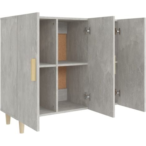 Buffet gris béton 90x34x80 cm bois d'ingénierie
