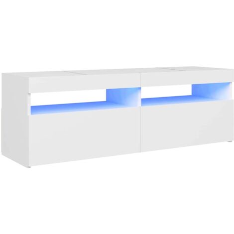 Meuble TV avec lumières LED blanc 120x35x40 cm