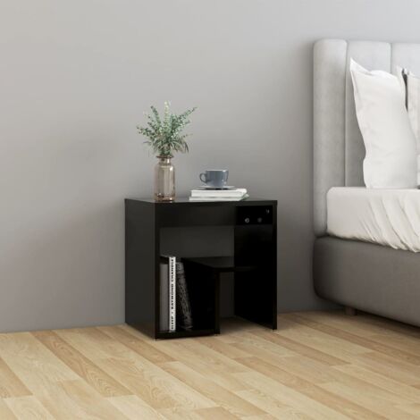 Vidaxl – Table de chevet noir 40x30x40 cm en aggloméré – Étagère pour magazines – Facile à nettoyer – Construction durable