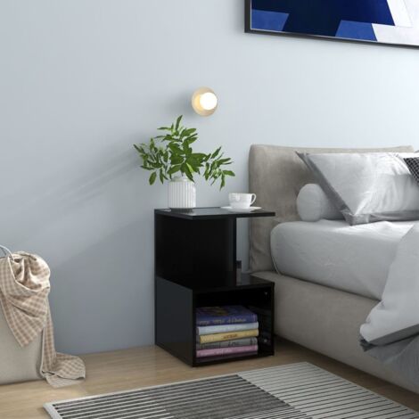 Vidaxl – Table de chevet noir 35x35x55 cm – Matériau aggloméré – Compartiments ouverts pour rangement – Facile à nettoyer