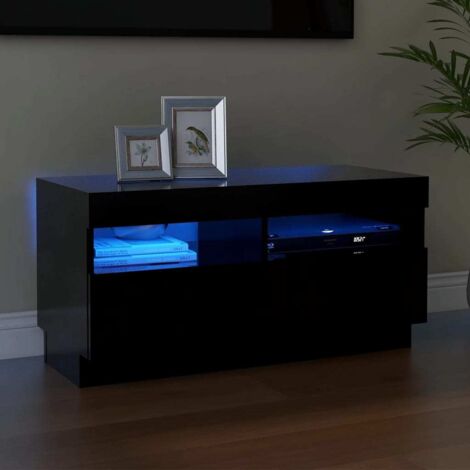 vidaXL TV Cabinet with LED Lights Black 80x35x40 cm (1/5)