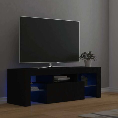 Vidaxl – Meuble TV noir avec lumières LED – Dimensions 120x35x40 cm – Construction robuste – Éclairage RVB ajustable (1/7)