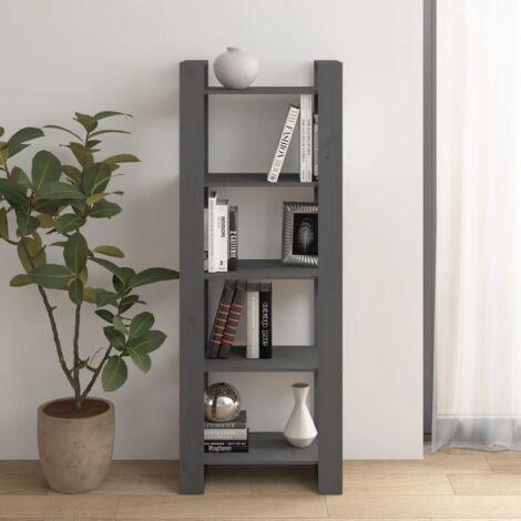 vidaXL Book Cabinet/Room Divider Grey 60x35x160 cm Solid Wood (1/5)