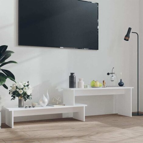 Vidaxl – Meuble TV blanc 180x30x43 cm aggloméré – 1 étagère réglable – Style industriel – Facile à nettoyer avec chiffon humide (1/5)