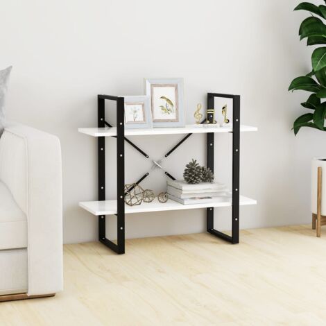 vidaXL 2-Tier Book Cabinet White 80x30x70 cm Engineered Wood (1/5)