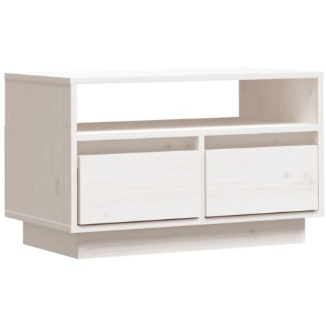 Meuble TV Blanc 60x35x37 cm Bois de pin massif vidaXL (1/5)