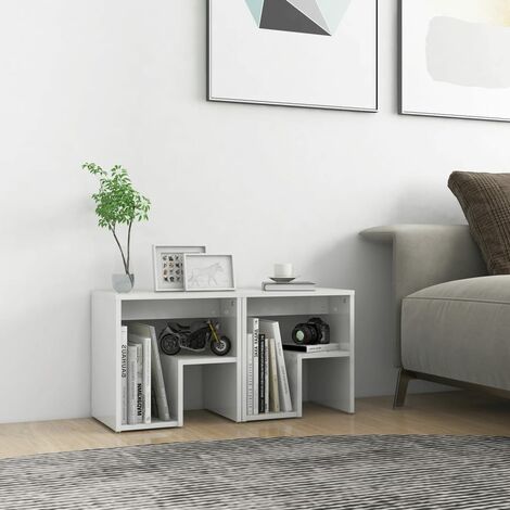 Tables de chevet 2pcs blanc brillant 40x30x40cm bois ingénierie vidaXL