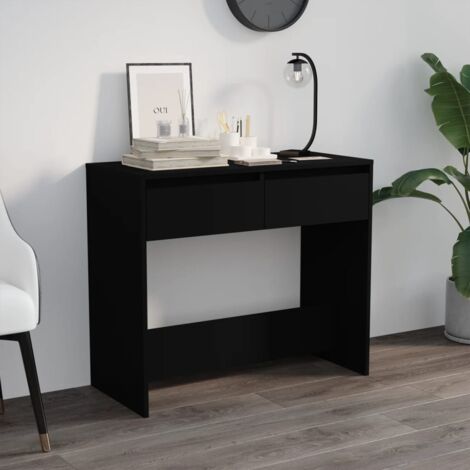 Vidaxl – Table console noire 89x41x76,5 cm – Construction en aggloméré robuste – 2 tiroirs pratiques pour rangement – Style moderne