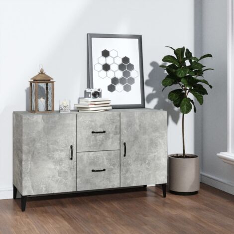 Vidaxl – Buffet gris béton 100x36x60 cm – Bois d'ingénierie résistant à l'humidité – 2 portes et 2 tiroirs pour rangement optimisé