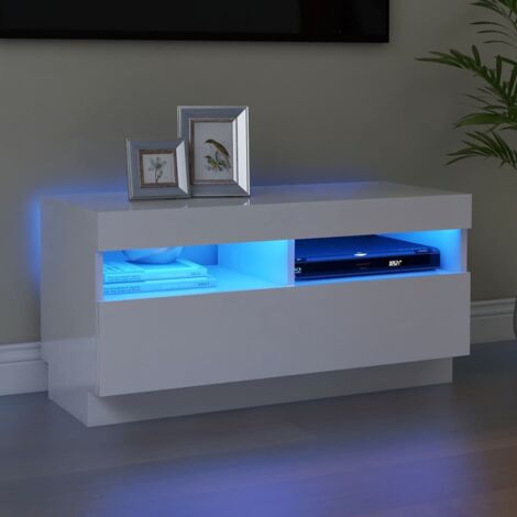 vidaXL TV Cabinet with LED Lights High Gloss White 80x35x40 cm (1/5)