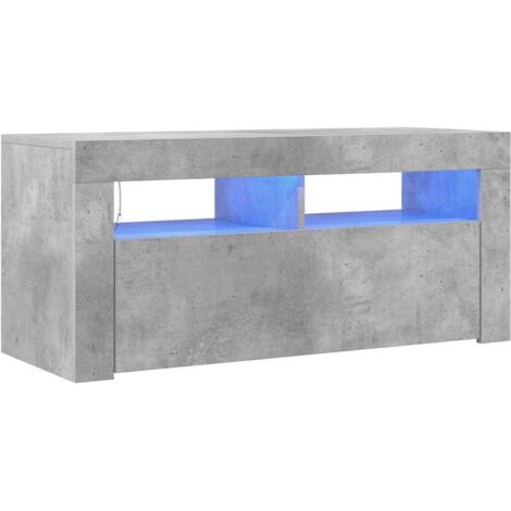vidaXL Meuble TV avec lumières LED gris béton 90x35x40 cm