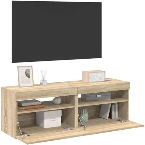 Meubles TV avec lumières LED 2 pcs Chêne sonoma 60x35x40 cm vidaXL