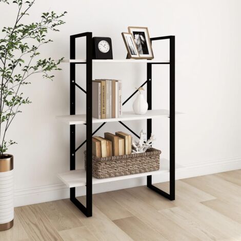 vidaXL 3-Tier Book Cabinet White 80x30x105 cm Solid Wood Pine (1/5)
