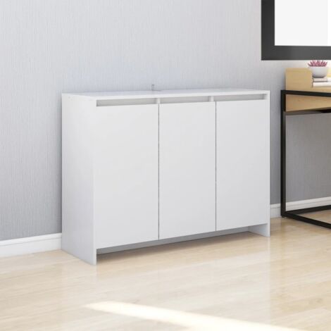 Vidaxl – Buffet blanc 102x33x75 cm en aggloméré – 3 portes pour rangement – Dessus robuste pour objets décoratifs