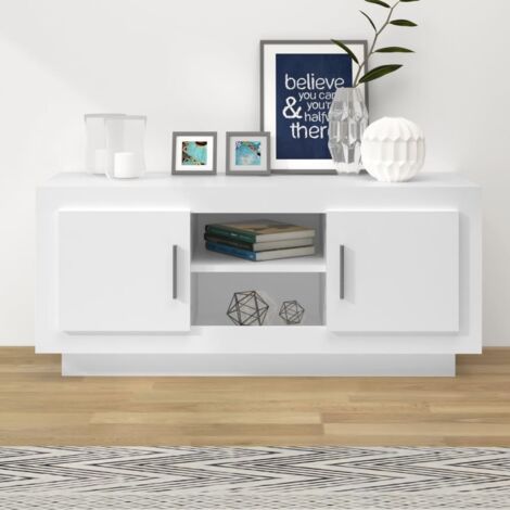 Meuble TV blanc 102x35x45 cm bois d'ingénierie vidaXL (1/5)