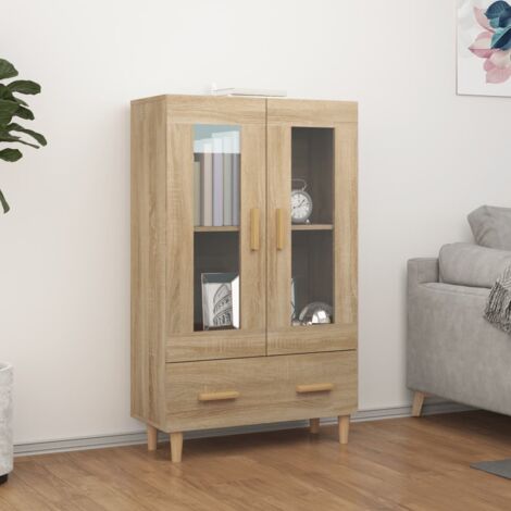 Vidaxl – Buffet haut en bois d'ingénierie chêne Sonoma 70x31x115 cm – 2 compartiments et tiroir – Résistant à l'humidité – Surface facile à nettoyer (1/5)